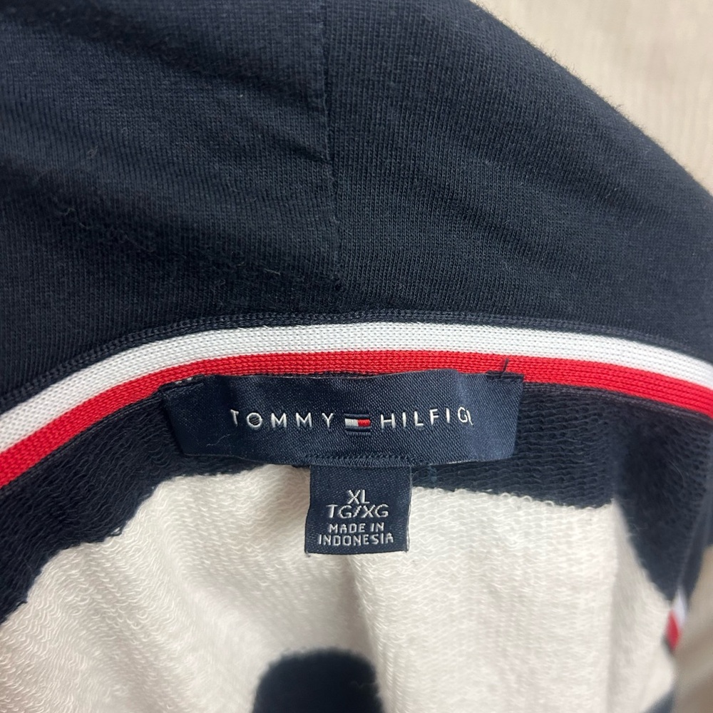 Tommy Hilfiger Striped Zip Up Sweatshirt XL Blue White Y2K Streetwear - Picture 11 of 15